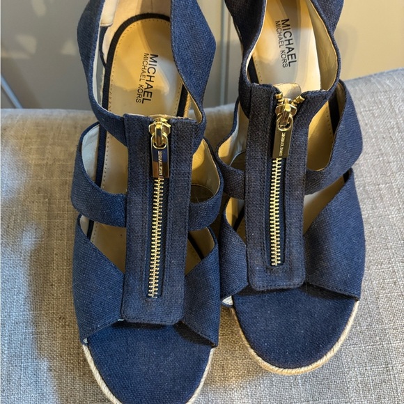 Michael Kors Damita Espadrille Platform Wedge Sandals- Navy 8.5 - Picture 3 of 8